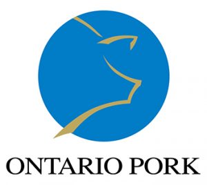A blue circle with the words ontario pork written underneath it.