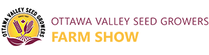 A black background with the words iowa valley farm show written in yellow and purple.