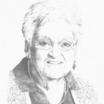 A pencil drawing of an old woman