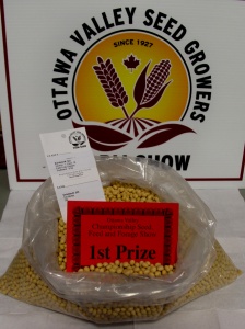 A bag of soybeans sitting on top of the table.