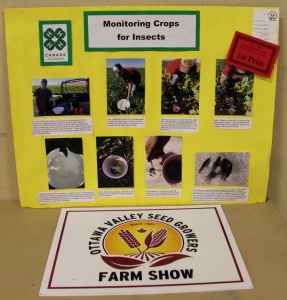 A poster of various crops and an advertisement for the farm show.