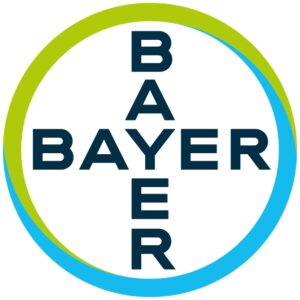 Logo of bayer ag, featuring its name inside a green and blue circular border.